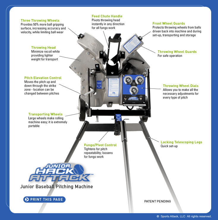 *Jr. Hack Attack Baseball Pitching Machine with a 30 Count Diamond Baseballs (Free Shipping)