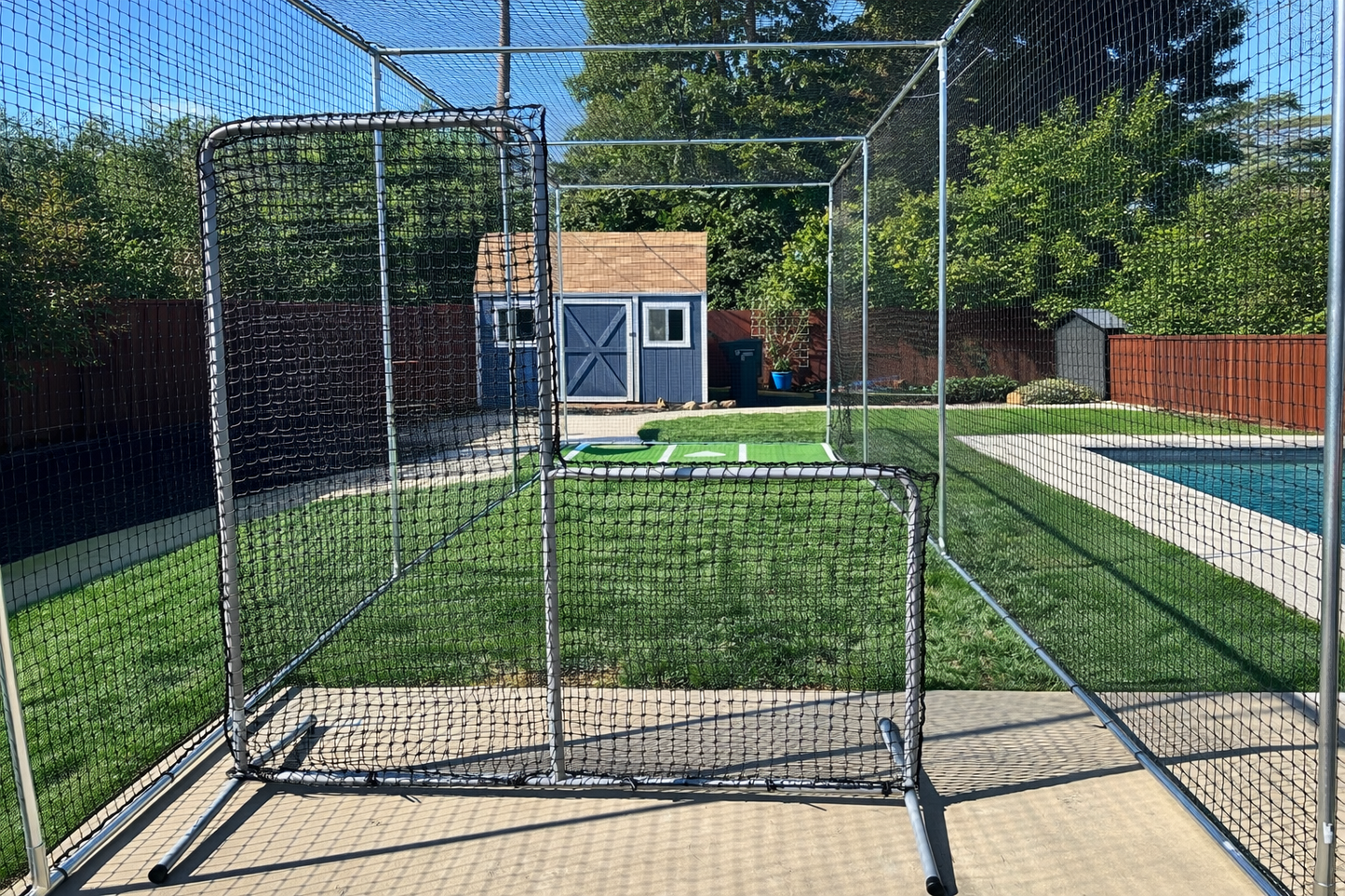 *Batting Cage for Baseball/Softball/Cricket (Free Standing Cage-Net Installed in the Outside of the Frame)