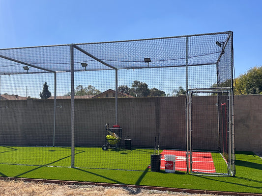 *Premium Batting Cage With Functional Door (Free Standing Cage-Net Installed in the Outside of the Frame)