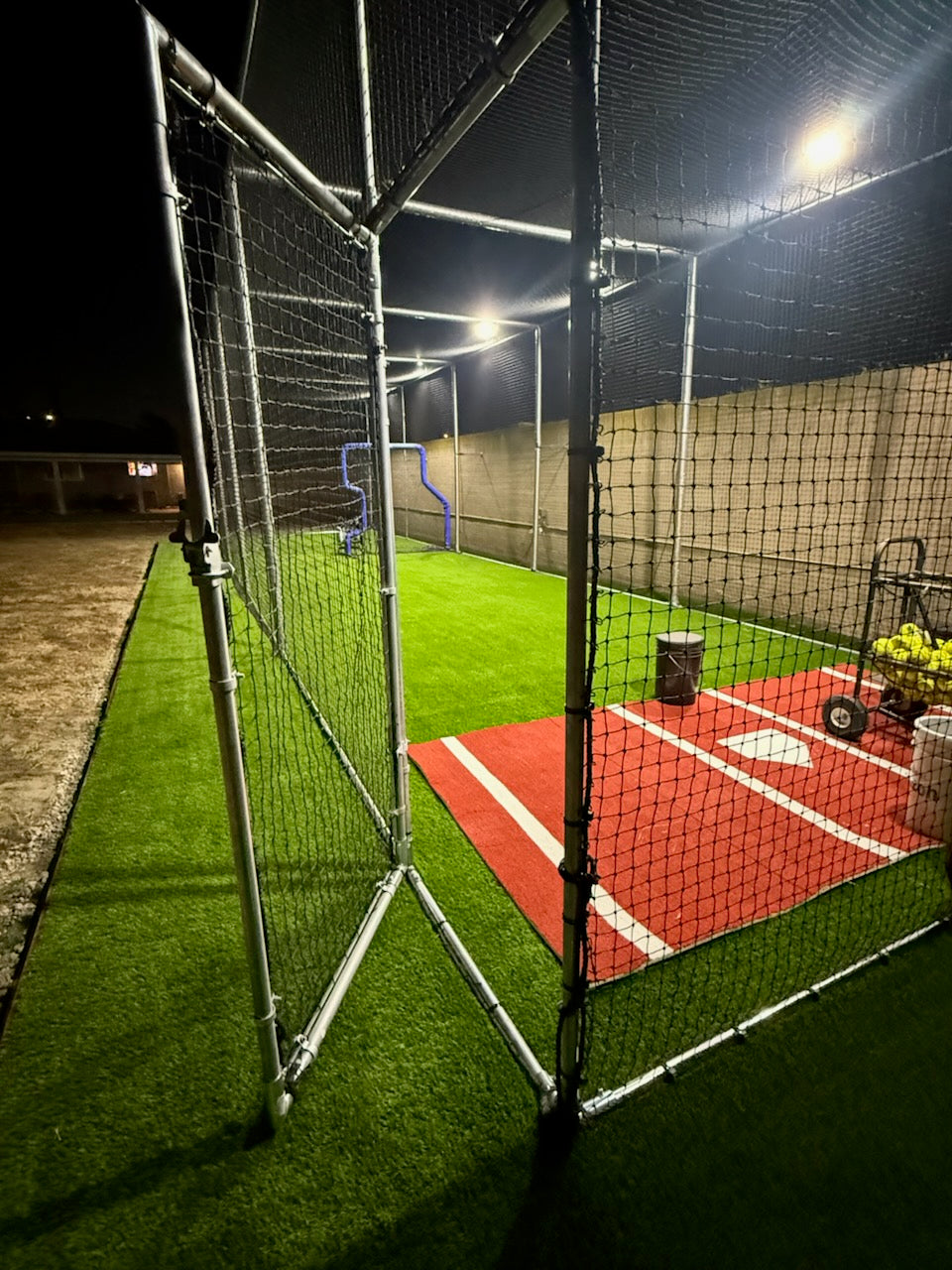 *Premium Batting Cage With Functional Door (Free Standing Cage-Net Installed in the Outside of the Frame)