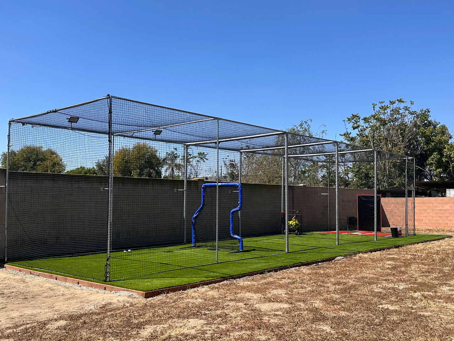 *Premium Batting Cage With Functional Door (Free Standing Cage-Net Installed in the Outside of the Frame)