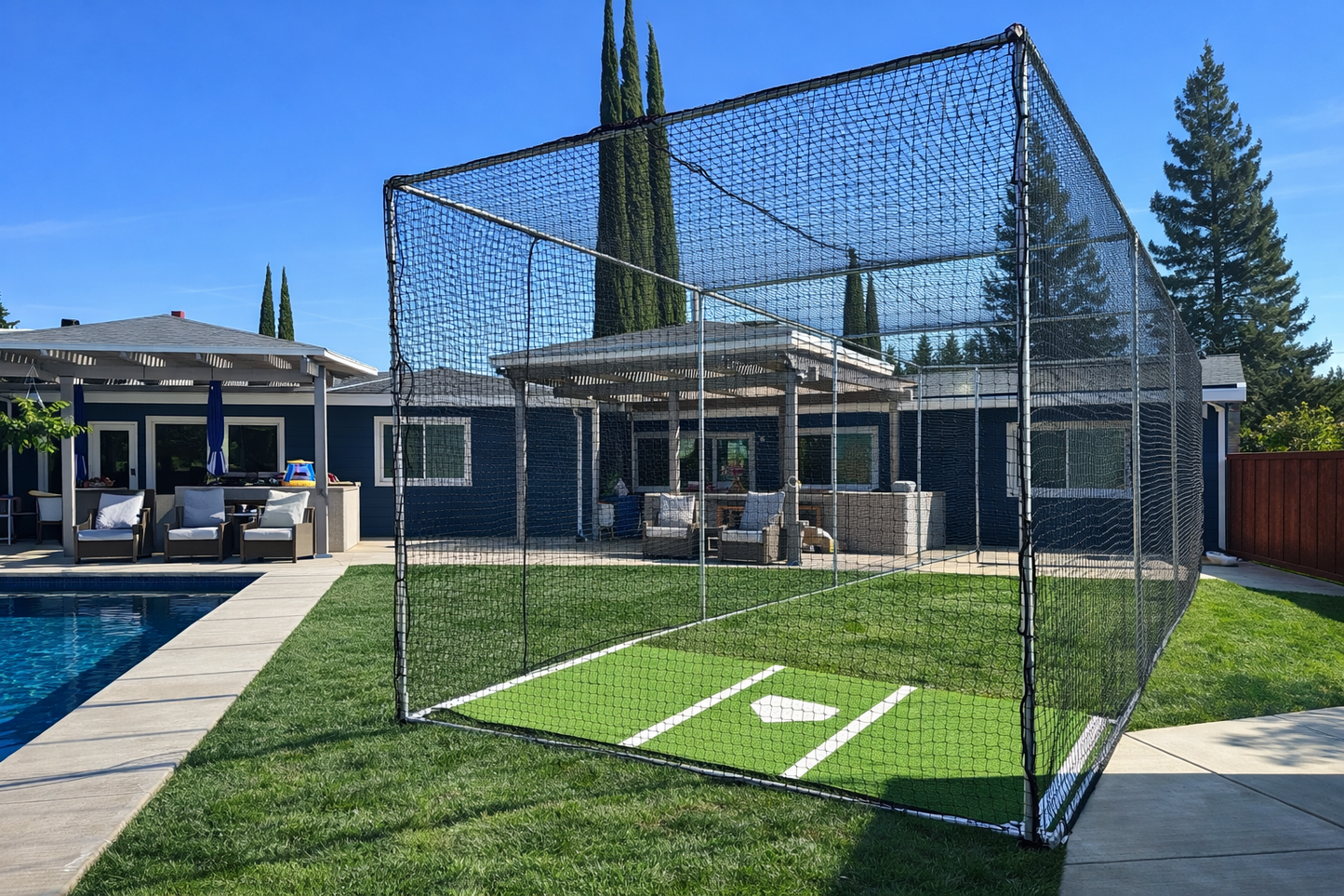 *Batting Cage for Baseball/Softball/Cricket (Free Standing Cage-Net Installed in the Outside of the Frame)