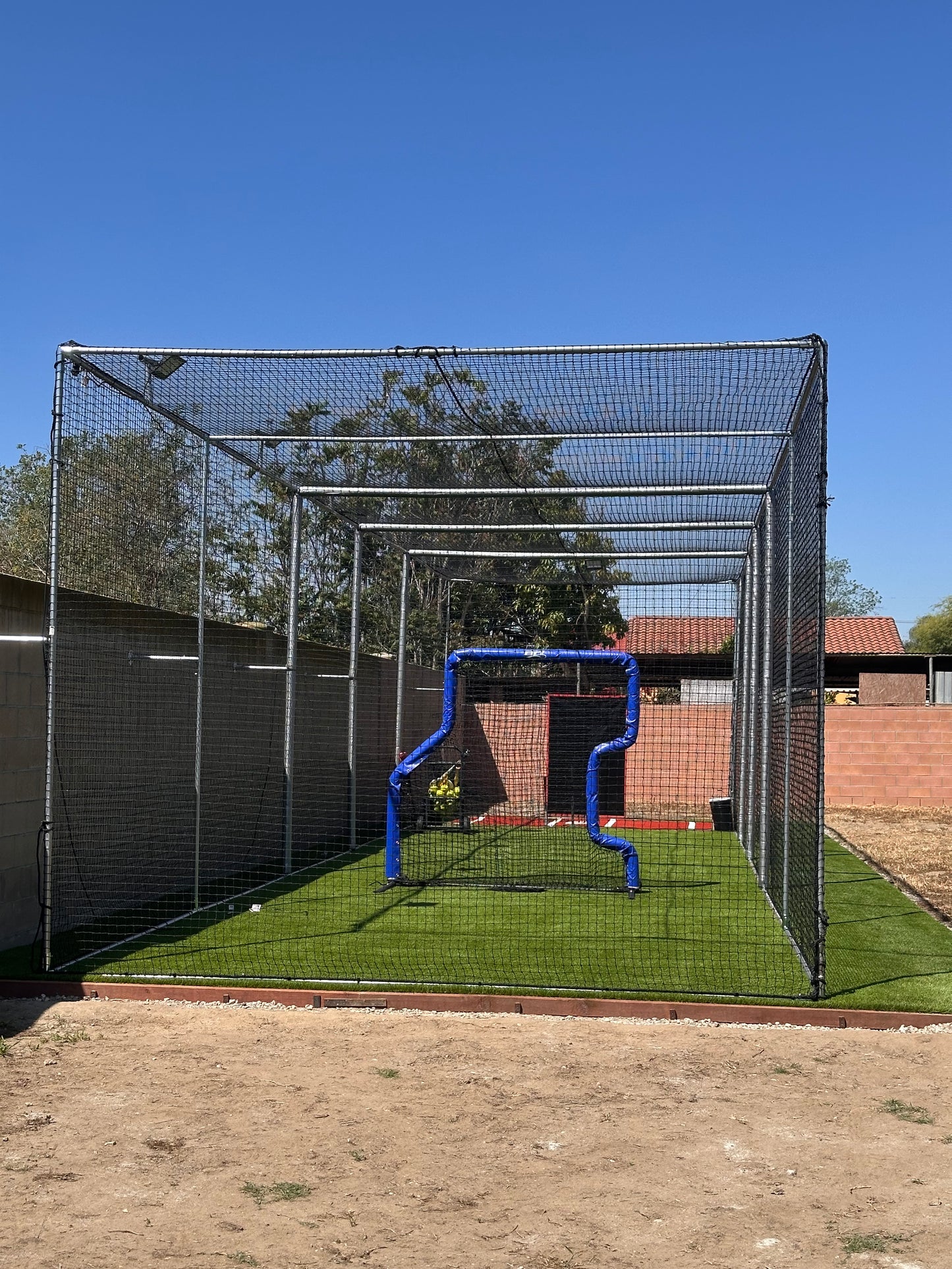 *Premium Batting Cage With Functional Door (Free Standing Cage-Net Installed in the Outside of the Frame)