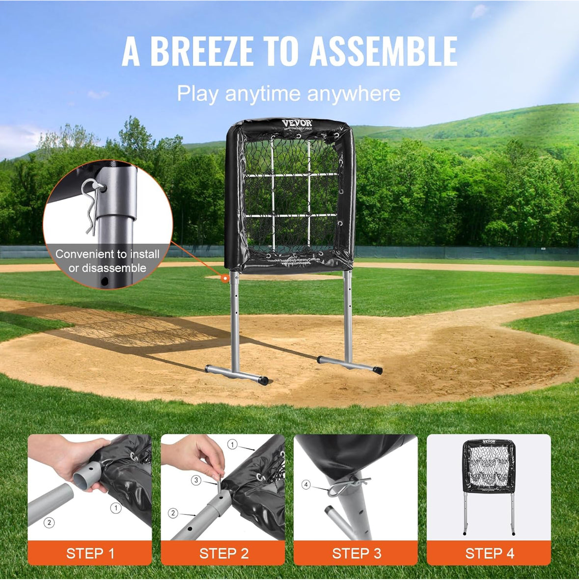 Enhance pitching skills with the 9 Hole Baseball/Softball Pitching Strike Zone 28”x27” - Heavy Duty and Portable trainer.