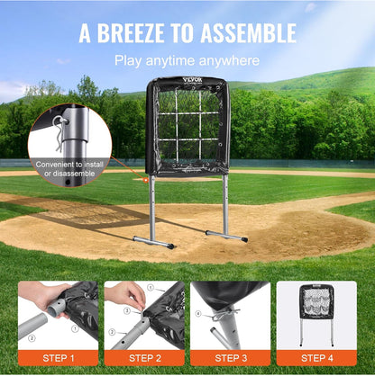 Enhance pitching skills with the 9 Hole Baseball/Softball Pitching Strike Zone 28”x27” - Heavy Duty and Portable trainer.