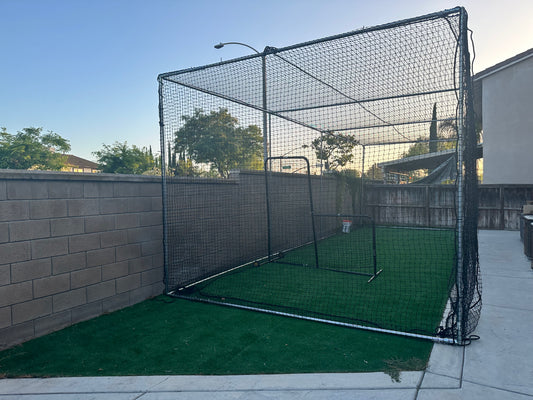 *Package Deal-Batting Cage for Baseball/Softball/Cricket (Batting Cage Frame, Netting, Hitting Mat & Heavy Duty L-Screen))
